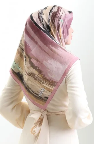 Karaca Patroon Sjaal Van Natuurlijke Vezels 82019-09 Poederroze Gedroogd 82019-09