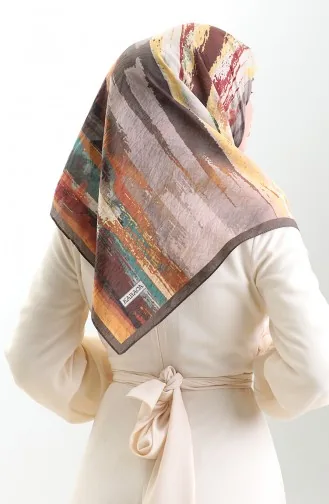 Karaca Patterned Natural Fiber Scarf 82019-10 Brown Mustard 82019-10