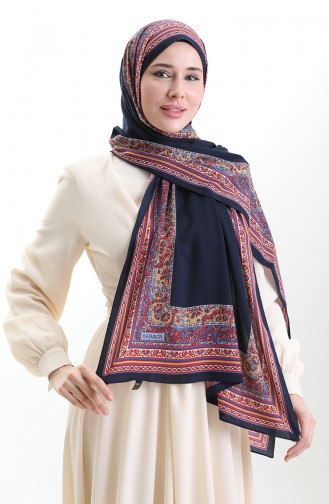 Karaca Châle Mio à Motifs 82012-02 Bleu Marine Or 82012-02