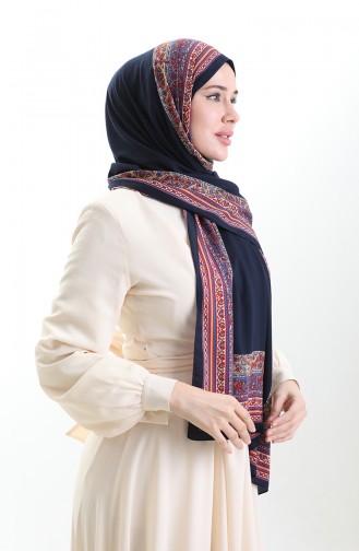 Karaca Châle Mio à Motifs 82012-02 Bleu Marine Or 82012-02