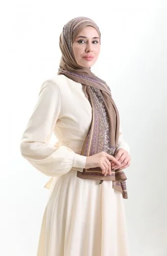 Karaca Patterned Mio Shawl 82012-04 Milk Coffee Purple 82012-04