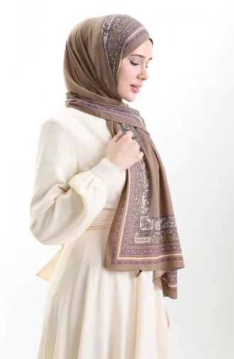 Karaca Gemusterter Mio Schal 82012-04 Milchkaffee Lila 82012-04