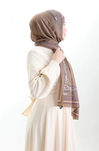 Karaca Gemusterter Mio Schal 82012-04 Milchkaffee Lila 82012-04