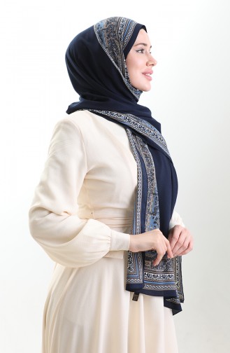 Mio Shawl With Karaca Pattern 82012-07 Navy Blue 82012-07