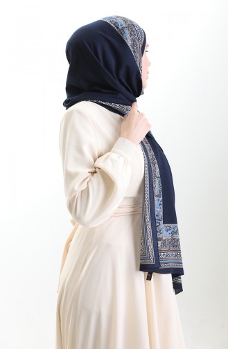 Mio Shawl With Karaca Pattern 82012-07 Navy Blue 82012-07