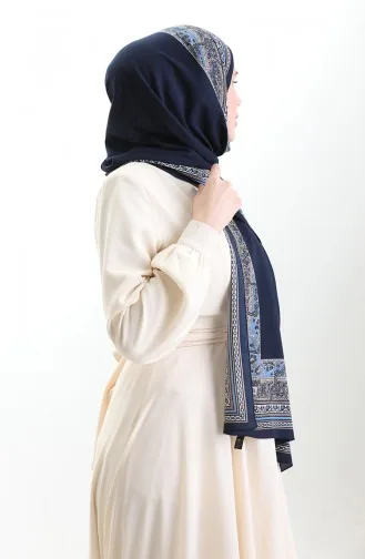 Mio Shawl With Karaca Pattern 82012-07 Navy Blue 82012-07