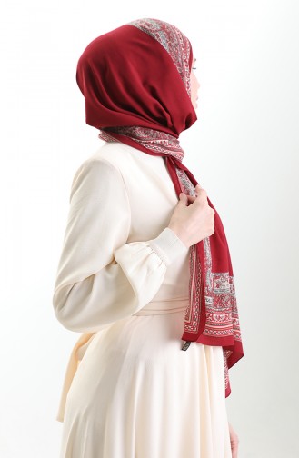 Châle Mio à Motifs Karaca 82012-08 Rouge Bordeaux 82012-08