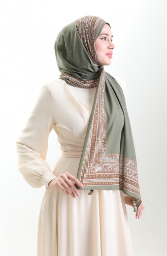 Karaca Patterned Mio Shawl 82012-10 Light Khaki Green 82012-10