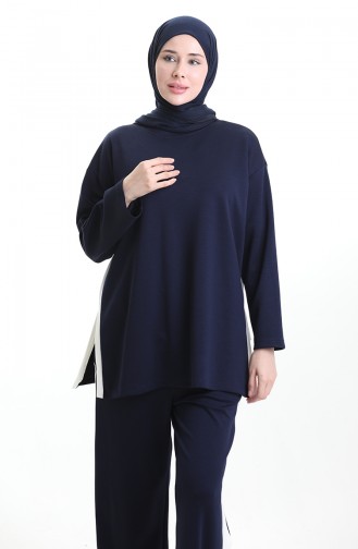 Oysho Kumaş Garnili Takım 11332-04 Lacivert