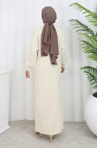 فستان محبوك مضلع بسحاب مفصل 0005-07 بيج 0005-07