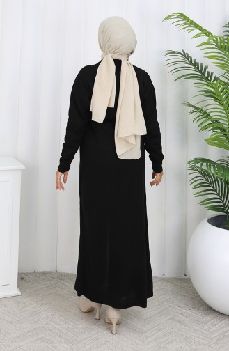 Cardigan Long Brodé En Maille 0022-04 Noir 0022-04