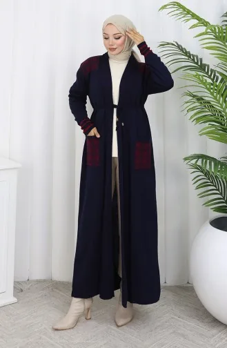 Triko Nakışlı Uzun Hırka 0027-01 Lacivert