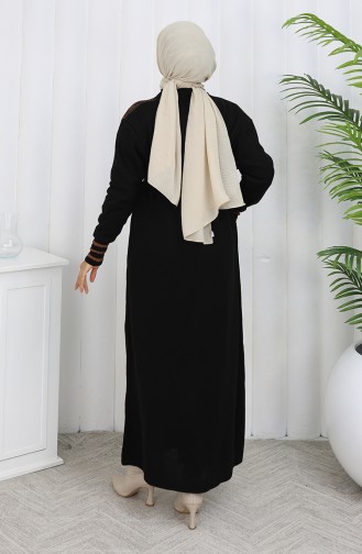 Cardigan Long Brodé En Maille 0027-06 Noir 0027-06