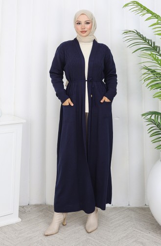 Cardigan Long En Tricot 0033-01 Bleu Marine 0033-01