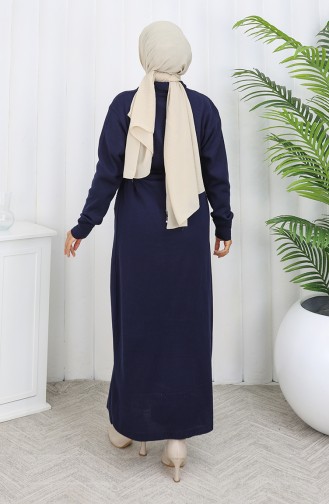 Cardigan Long En Tricot 0033-01 Bleu Marine 0033-01