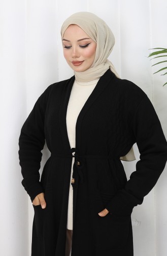 Gebreid Lang Vest 0033-02 Zwart 0033-02