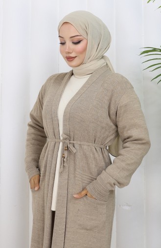 Cardigan Long En Tricot 0033-03 Beige 0033-03