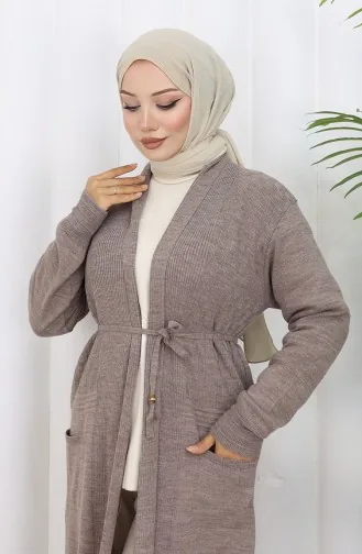 Lange Strickjacke 0033-04 Nerz 0033-04