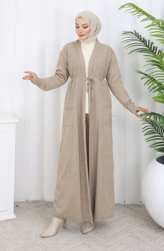 Knitwear Long Cardigan With Pocket 0036-04 Beige 0036-04