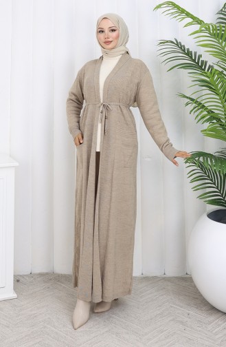 Knitwear Long Cardigan With Pocket 0036-04 Beige 0036-04