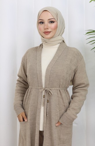 Knitwear Long Cardigan With Pocket 0036-04 Beige 0036-04