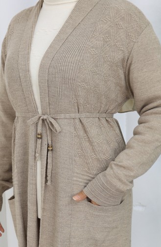 Knitwear Long Cardigan With Pocket 0036-04 Beige 0036-04
