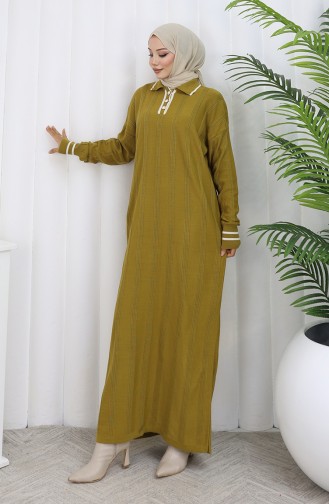 Strickkleid Mit Polokragen Und Knöpfen 1135-01 Ölgrün 1135-01