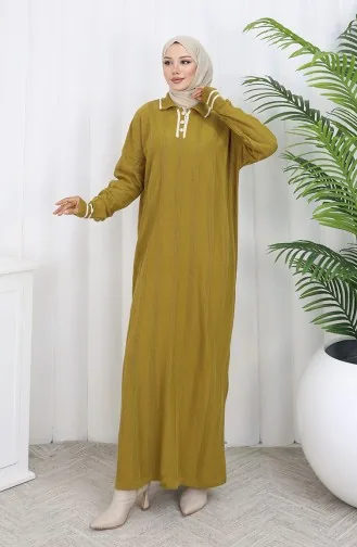 Knitwear Polo Collar Buttoned Dress 1135-01 Oil Green 1135-01