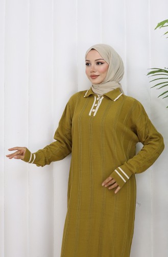 Strickkleid Mit Polokragen Und Knöpfen 1135-01 Ölgrün 1135-01
