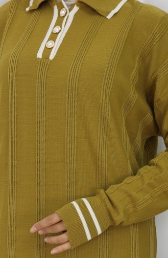 Strickkleid Mit Polokragen Und Knöpfen 1135-01 Ölgrün 1135-01