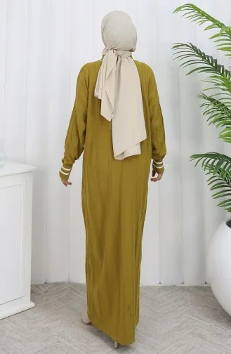 Knitwear Polo Collar Buttoned Dress 1135-01 Oil Green 1135-01