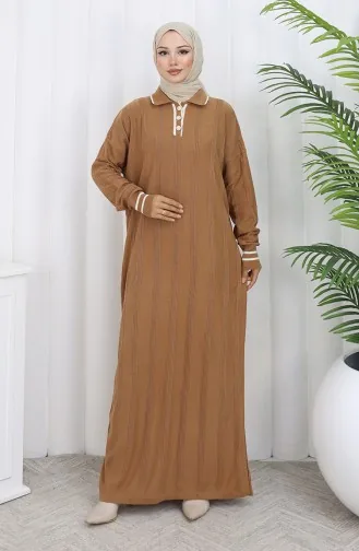 Knitwear Polo Collar Buttoned Dress 1135-02 Milk Coffee 1135-02