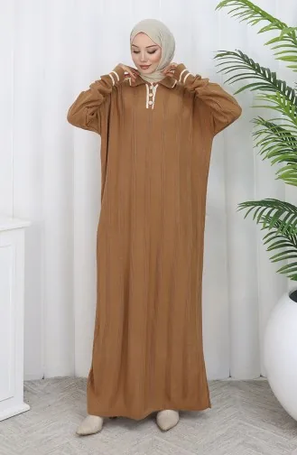 Knitwear Polo Collar Buttoned Dress 1135-02 Milk Coffee 1135-02