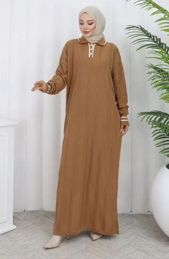 Knitwear Polo Collar Buttoned Dress 1135-02 Milk Coffee 1135-02