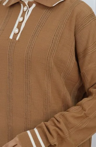 Knitwear Polo Collar Buttoned Dress 1135-02 Milk Coffee 1135-02