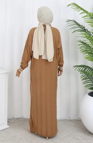 Knitwear Polo Collar Buttoned Dress 1135-02 Milk Coffee 1135-02