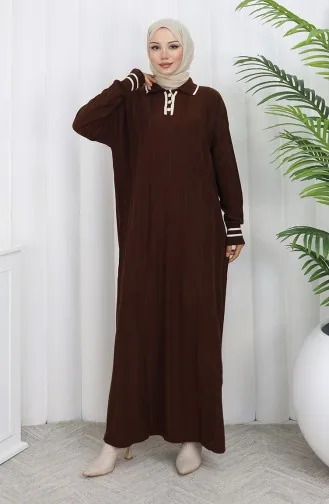 Gebreide Polokraagjurk Met Knopen 1135-06 Bruin 1135-06