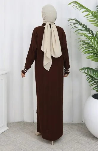 Gebreide Polokraagjurk Met Knopen 1135-06 Bruin 1135-06