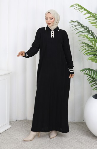 Strickkleid Mit Polokragen Und Knöpfen 1135-07 Schwarz 1135-07