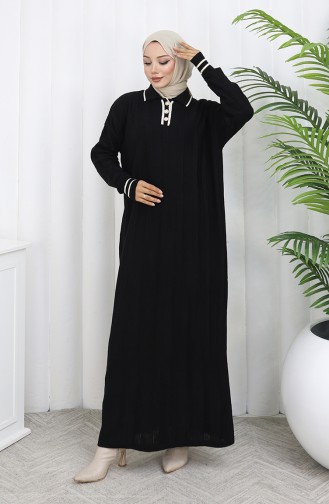 Strickkleid Mit Polokragen Und Knöpfen 1135-07 Schwarz 1135-07