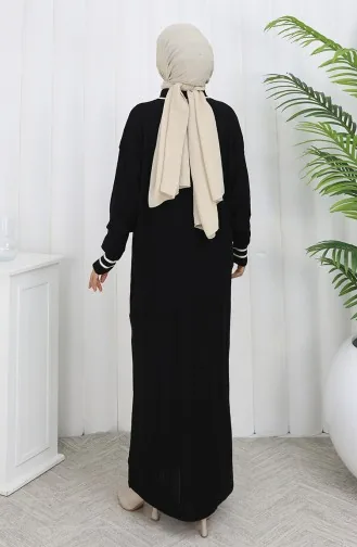 Robe Boutonnée à Col Polo En Maille 1135-07 Noir 1135-07