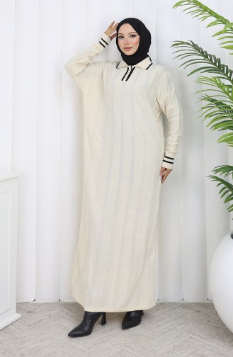 Strickkleid Mit Polokragen Und Knöpfen 1135-08 Beige 1135-08
