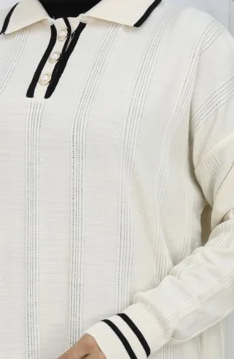 Robe Boutonnée à Col Polo En Maille 1135-08 Beige 1135-08