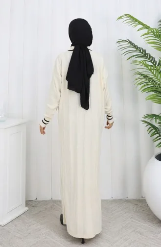 Robe Boutonnée à Col Polo En Maille 1135-08 Beige 1135-08