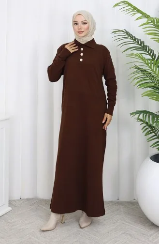 Knitwear Polo Collar Button Dress 1141-04 Brown 1141-04
