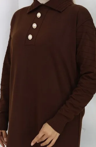 Knitwear Polo Collar Button Dress 1141-04 Brown 1141-04