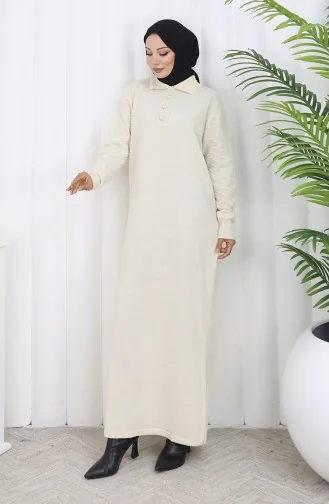 Gebreide Polokraagjurk Met Knopen 1141-05 Beige 1141-05