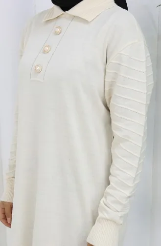 Gebreide Polokraagjurk Met Knopen 1141-05 Beige 1141-05