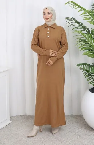 Knitwear Polo Collar Button Dress 1141-07 Milk Coffee 1141-07