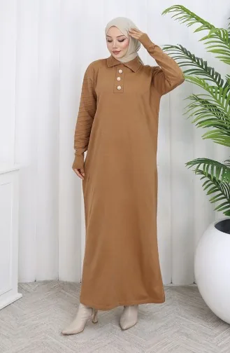 Knitwear Polo Collar Button Dress 1141-07 Milk Coffee 1141-07